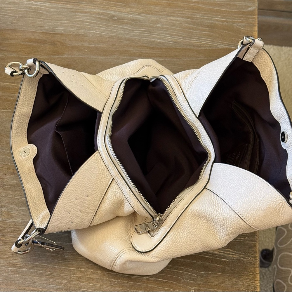 Coach Lexy Stardust Studded Chalk Leather Shoulder Bag Purse F29595 - Picture 10 of 17